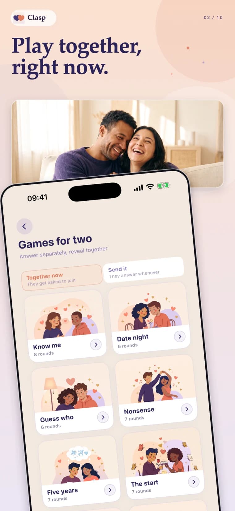 Games for two in the Clasp app