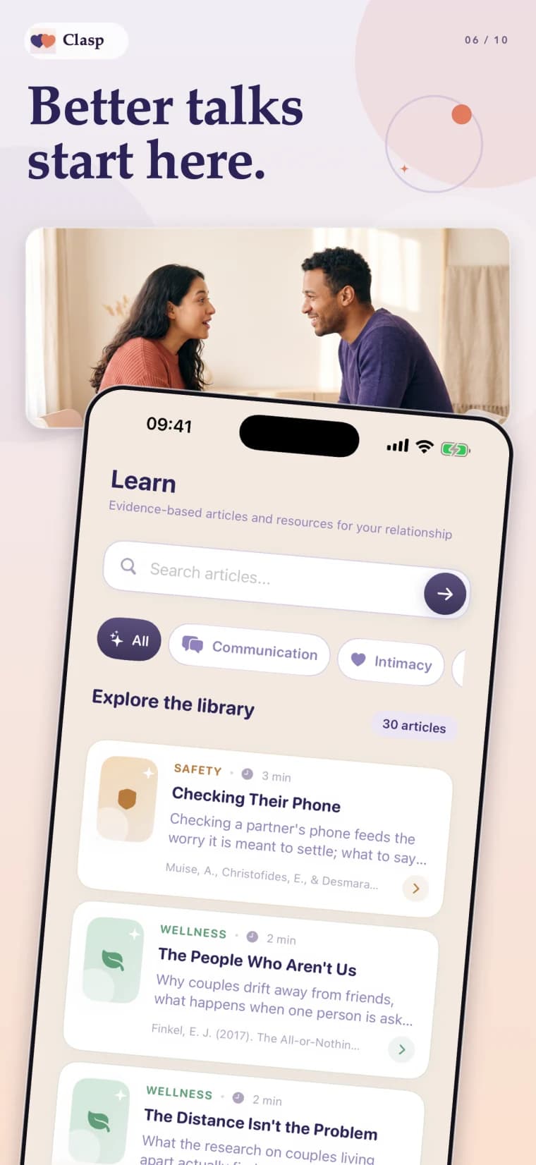 Relationship learning in the Clasp app